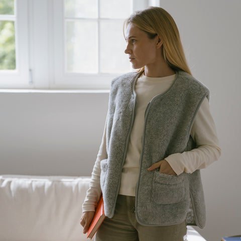 Merino Weste ''Island'' Grau