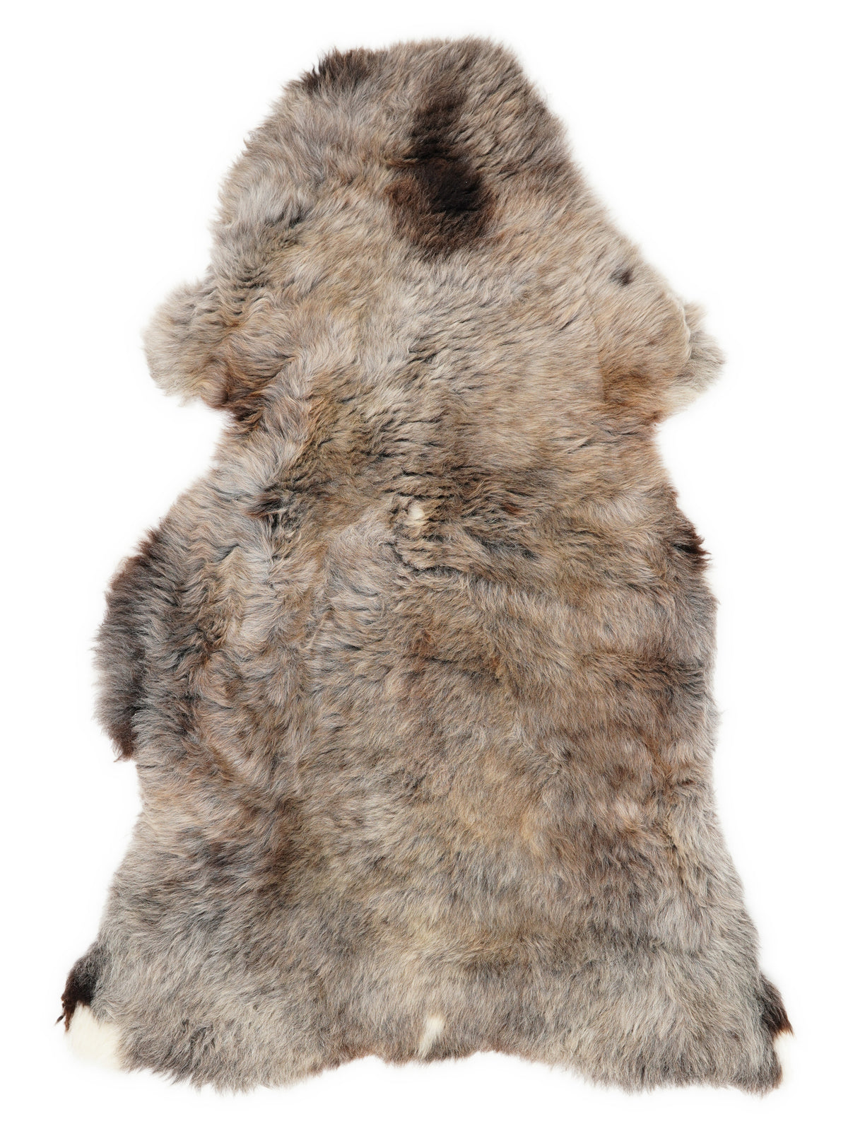 Mehrfarbiges britisches Schaffell, ca. 140 × 75 cm, von oben fotografiert: genau das Fell, das Sie erhalten