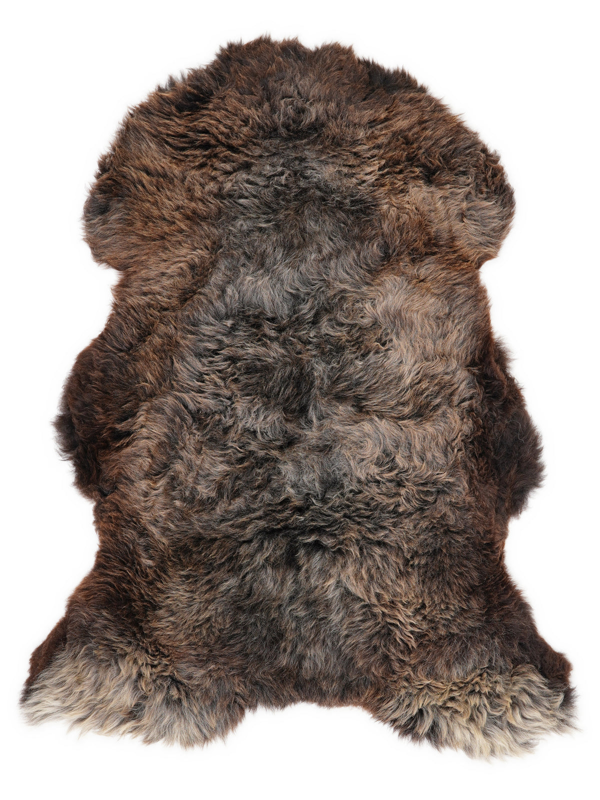 Mehrfarbiges britisches Schaffell, ca. 130 × 80 cm, von oben fotografiert: genau das Fell, das Sie erhalten