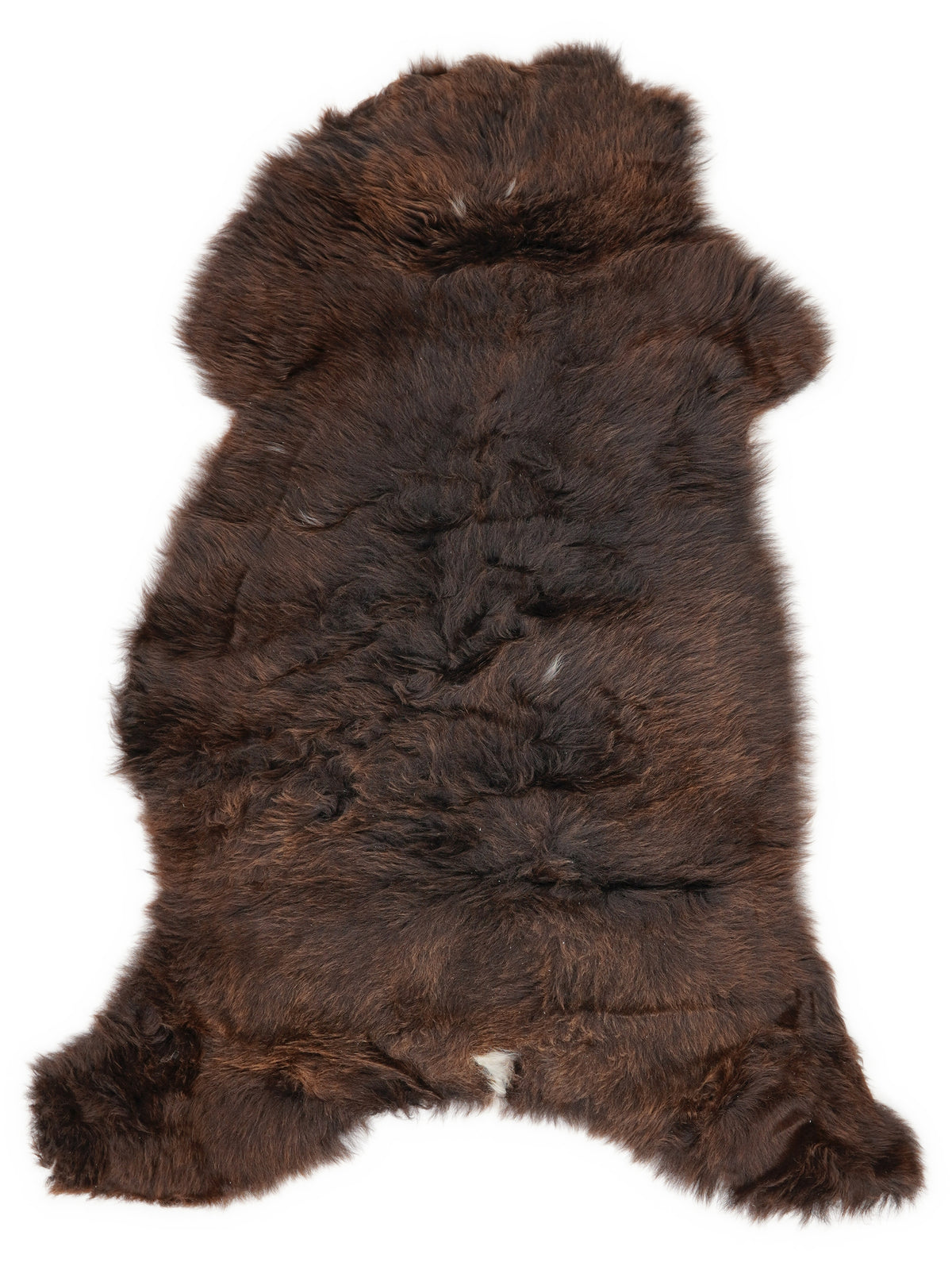 Braunes Lammfell, ca. 105 × 55 cm, von oben fotografiert: genau das Fell, das Sie erhalten