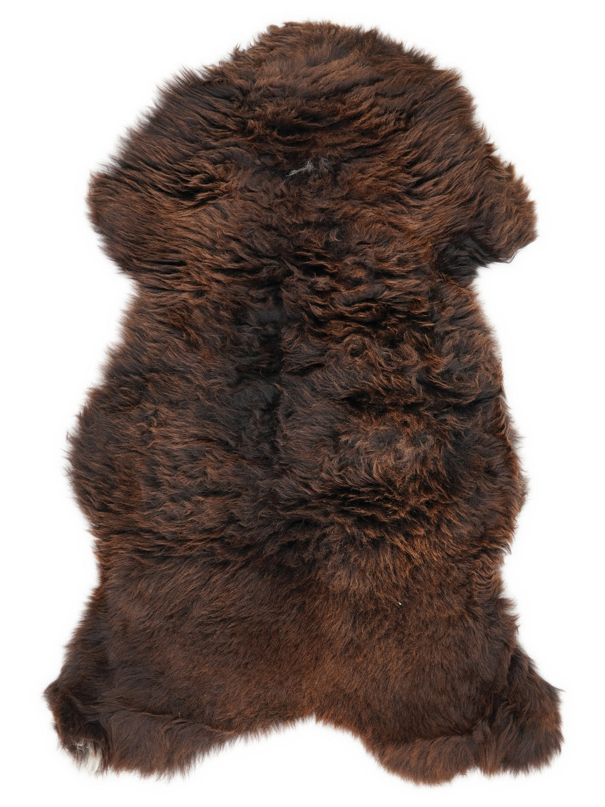 Braunes Lammfell, ca. 120 × 65 cm, von oben fotografiert: genau das Fell, das Sie erhalten